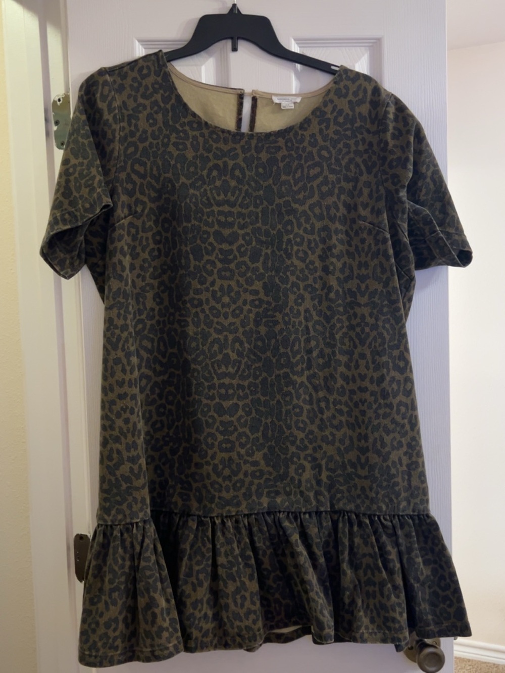Leopard Print Ruffle-Hem Dress